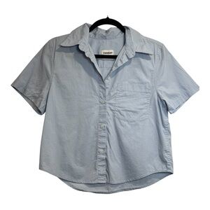 Sunday Best Aritzia Small Light Blue Cropped Button Down Shirt Short Sleeve Top